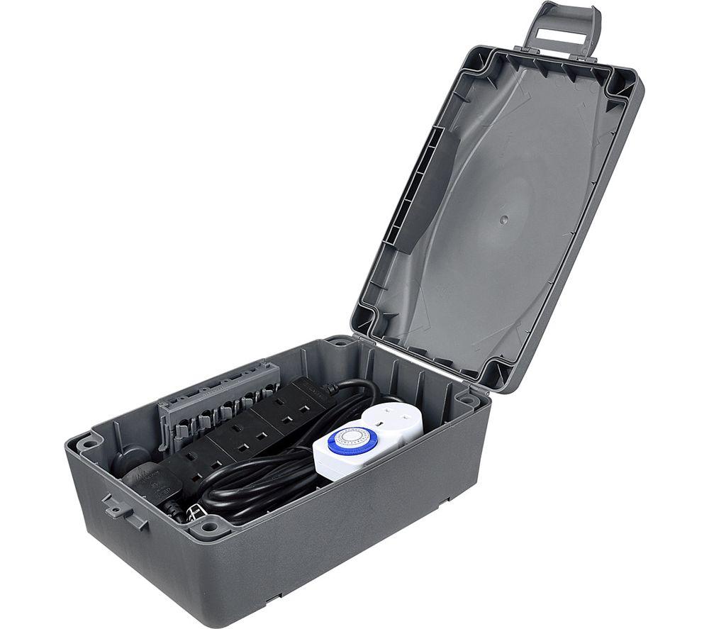 MASTERPLUG Weatherproof Box with 4 Socket Extension Lead & Timer - Black image number 2 of 8