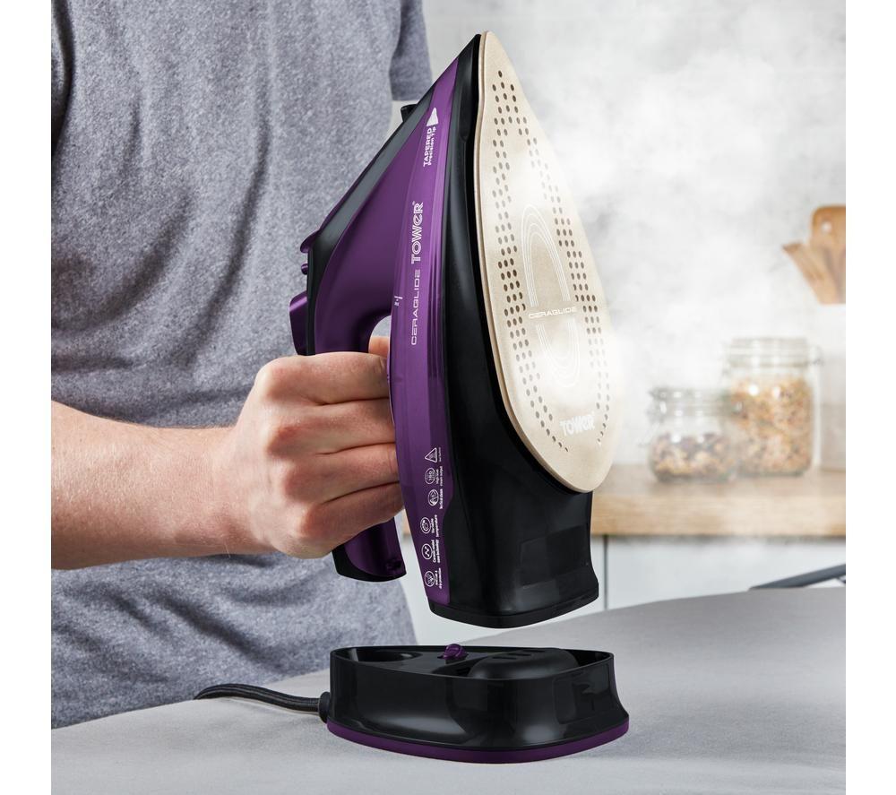 TOWER CeraGlide T22008 Cordless Steam Iron - Purple image number 3 of 8