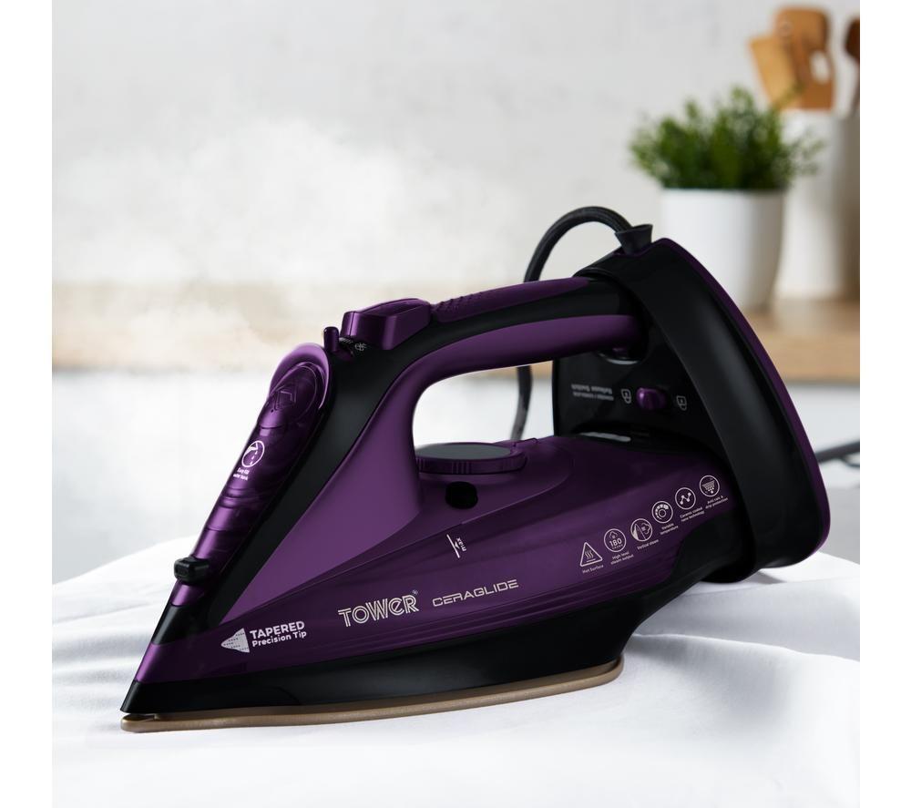TOWER CeraGlide T22008 Cordless Steam Iron - Purple image number 5 of 8