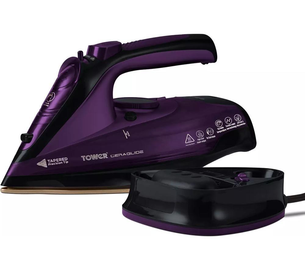 TOWER CeraGlide T22008 Cordless Steam Iron - Purple image number 7 of 8