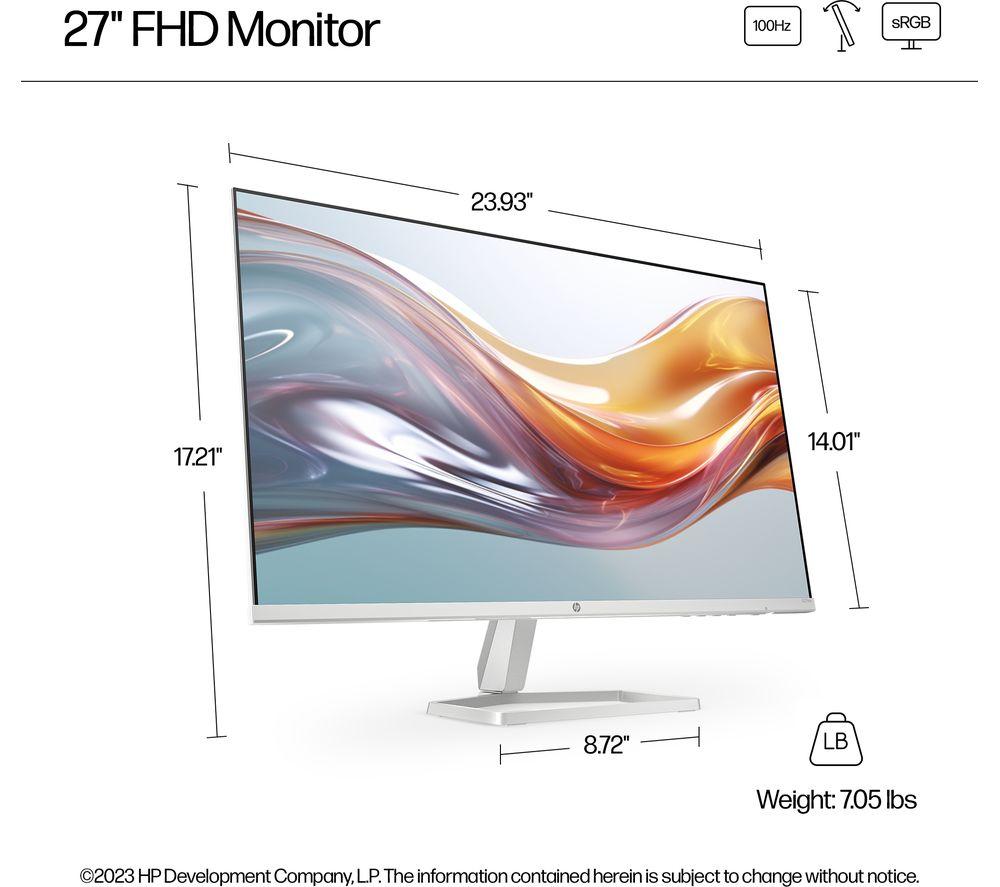 HP Series 5 527sw Full HD 27" IPS LCD Monitor - White image number 8 of 15