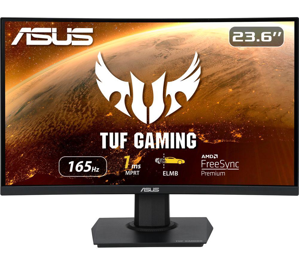 Asus TUF VG24VQE Full HD 23.6 VA Curved Gaming Monitor - Black, Black