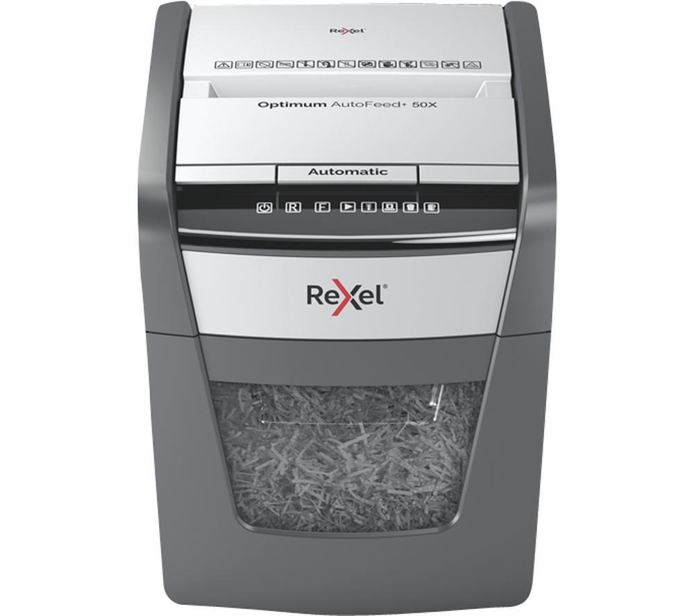 REXEL Optimum AutoFeed+ 50X Cross Cut Paper Shredder image number 4 of 11