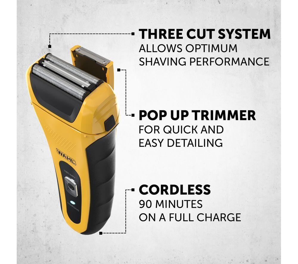 WAHL Lifeproof Wet & Dry Foil Shaver - Black & Yellow image number 7 of 7