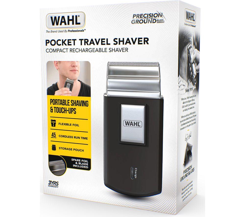 Wahl 3615-0403 Pocket Travel Shaver - Black & Silver, Silver/Grey,Black