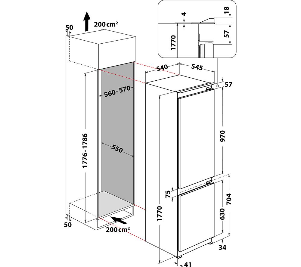 HOTPOINT Low Frost HMCB 70302 UK Integrated 70/30 Fridge Freezer - Sliding Hinge image number 10 of 11