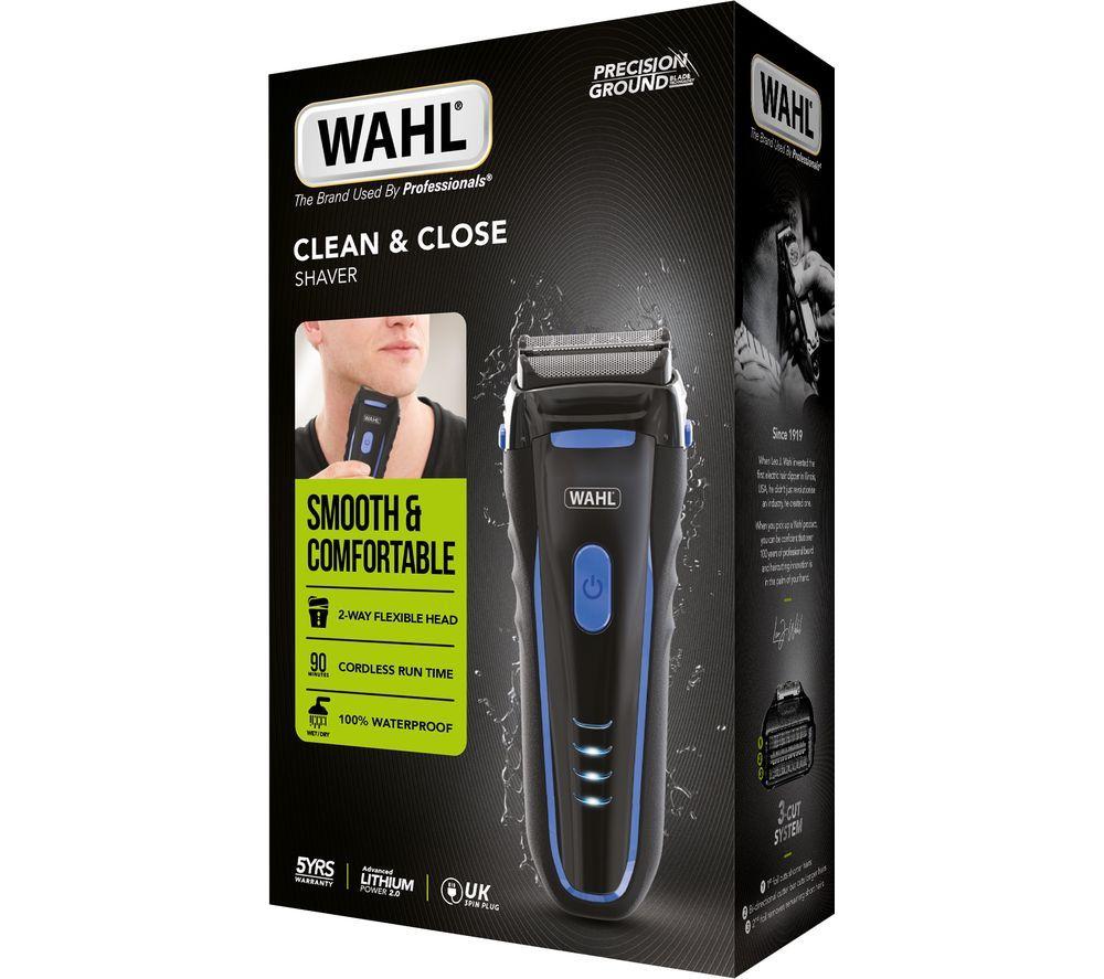 WAHL Clean & Close Wet & Dry Stubble Foil Shaver - Black & Blue, Blue,Black