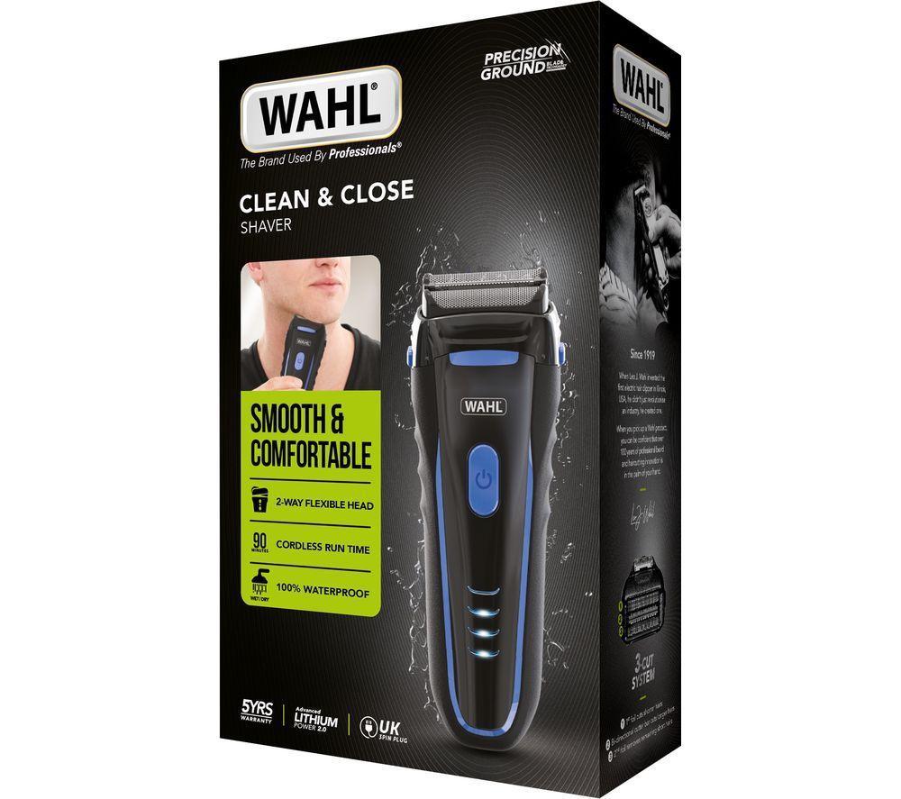 Wahl Clean & Close Wet & Dry Stubble Foil Shaver - Black & Blue, Blue,Black