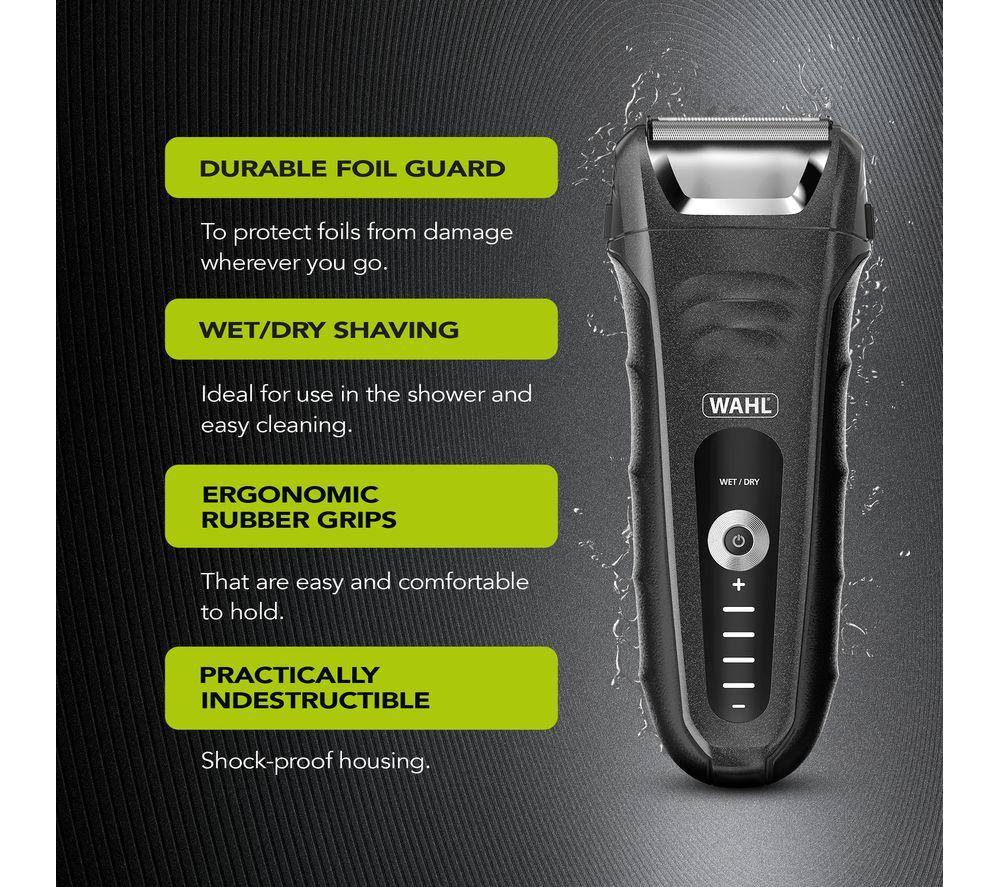 WAHL Lifeproof Plus 7061-917 Wet & Dry Stubble Foil Shaver - Black & Silver image number 2 of 5