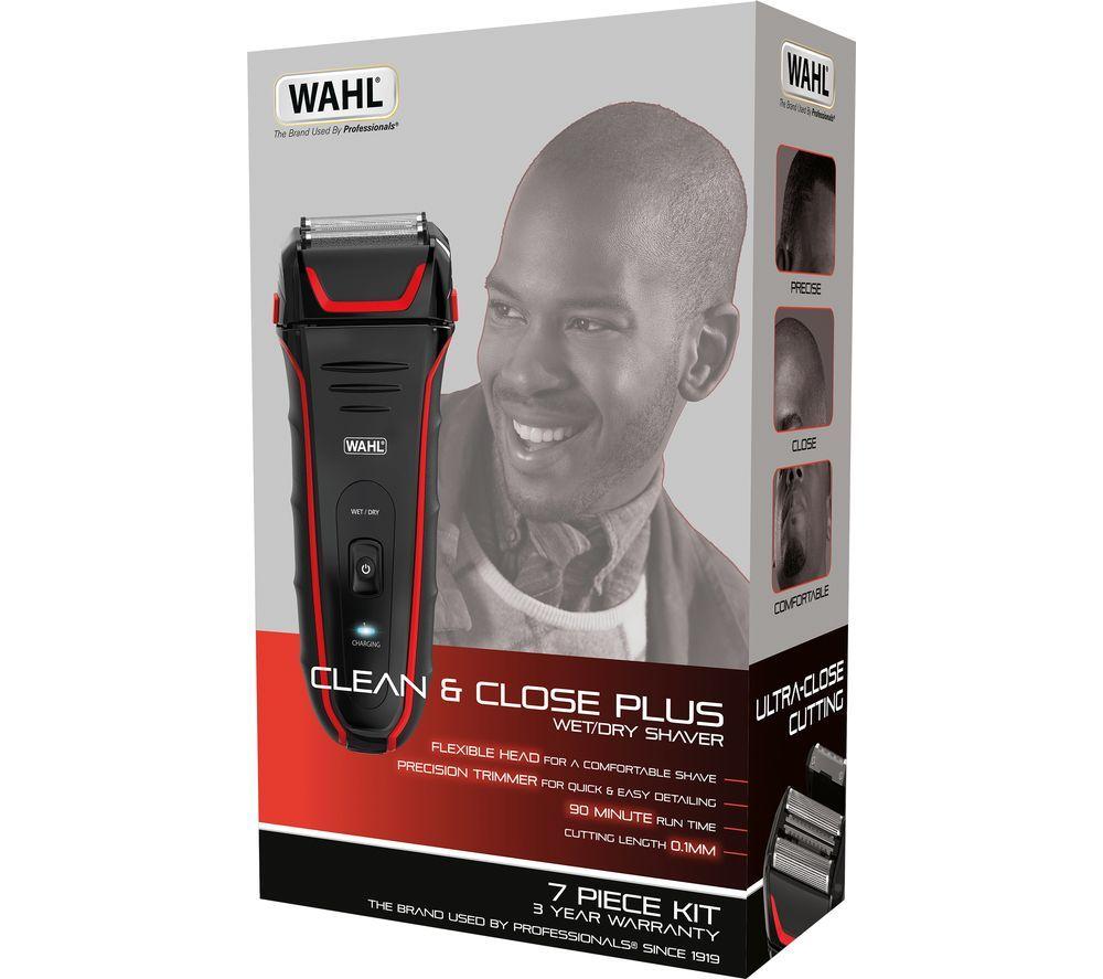 Wahl Clean & Close Wet & Dry Stubble Foil Shaver - Black & Red, Red,Black