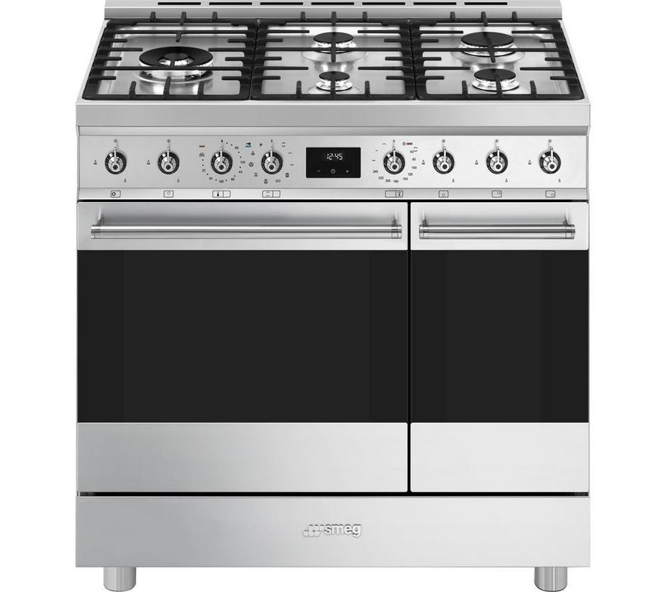 SMEG C92GPX2 90 cm Dual Fuel Pyrolytic Range Cooker - Stainless Steel