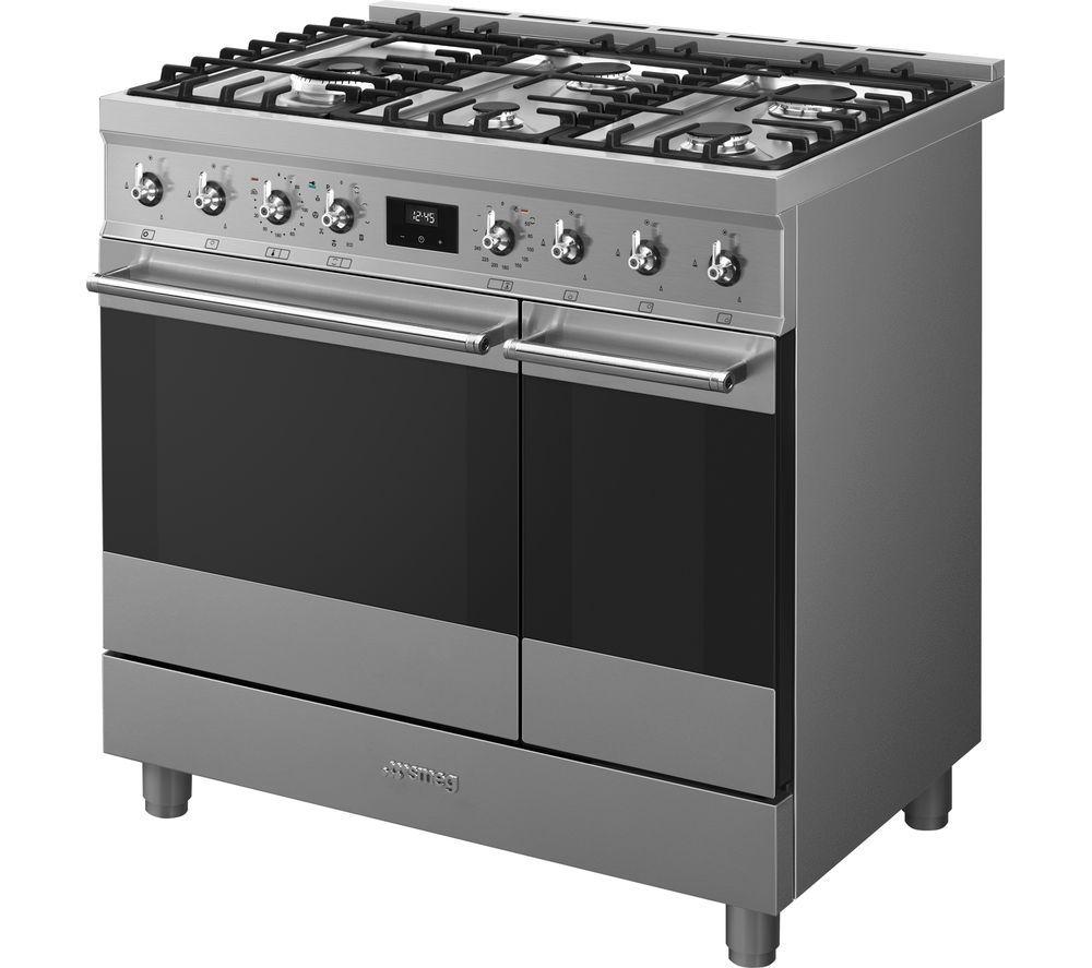 SMEG C92GPX2 90 cm Dual Fuel Pyrolytic Range Cooker - Stainless Steel image number 4 of 5