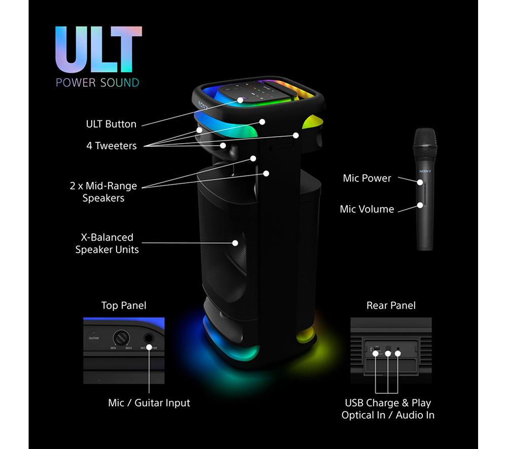 SONY ULT Tower 10 Bluetooth Party Speaker - Black image number 8 of 23