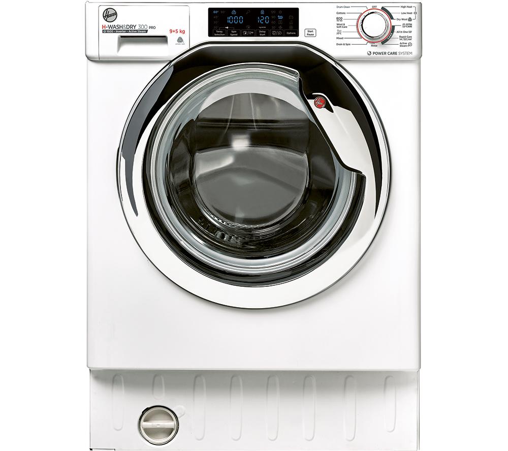 HOOVER H-Wash & Dry 300 Pro HBDOS 695TAMCE-80 Integrated 9 kg Washer Dryer, White,Silver/Grey