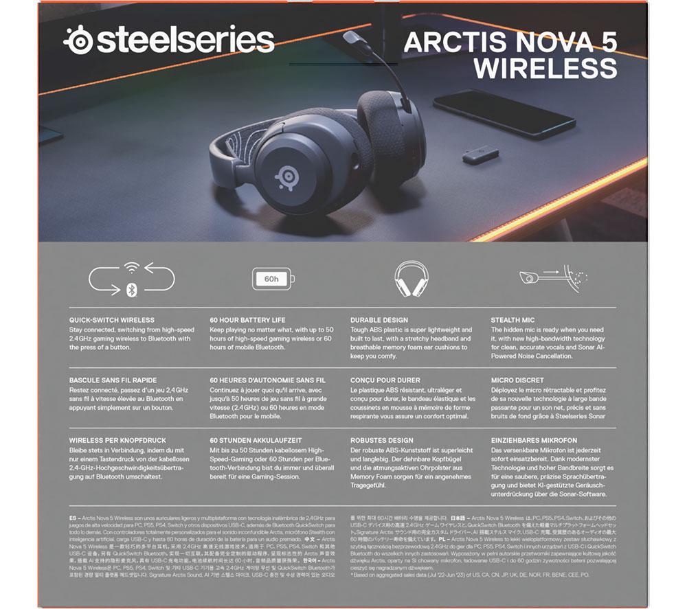STEELSERIES Arctis Nova 5 Wireless PC Gaming Headset - Black image number 13 of 29