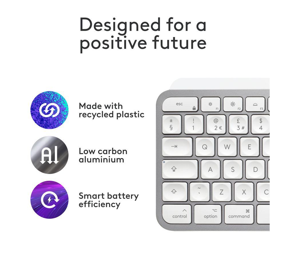 LOGITECH MX Keys S for Mac Wireless Keyboard - Pale Grey image number 5 of 12
