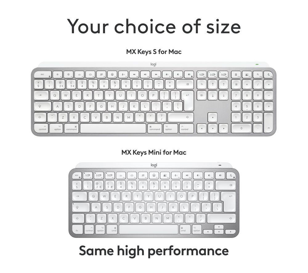 LOGITECH MX Keys S for Mac Wireless Keyboard - Pale Grey image number 11 of 12