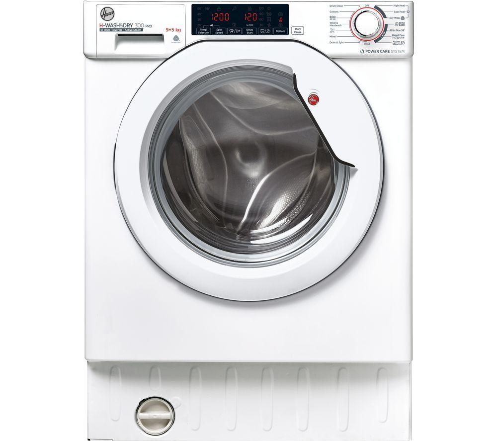 HOOVER H-Wash & Dry 300 Pro HBDOS 695TAME-80 Integrated 9 kg Washer Dryer, White,Silver/Grey