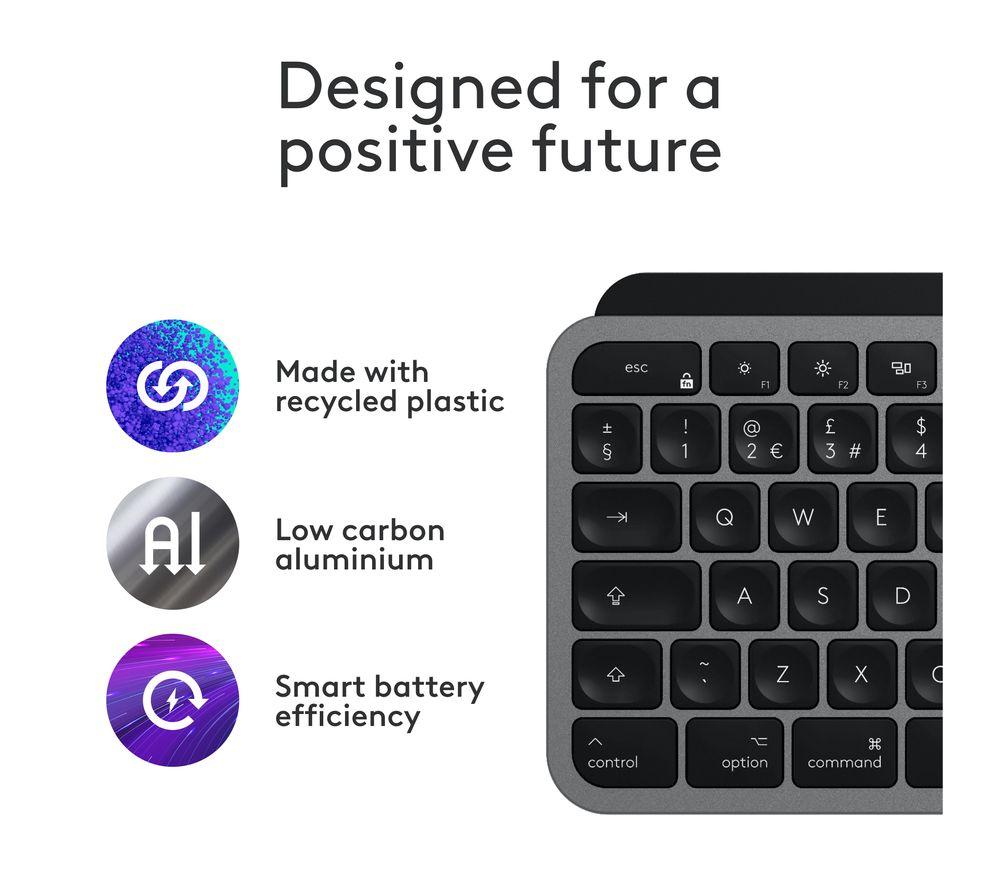 LOGITECH MX Keys S for Mac Wireless Keyboard - Space Grey image number 5 of 12
