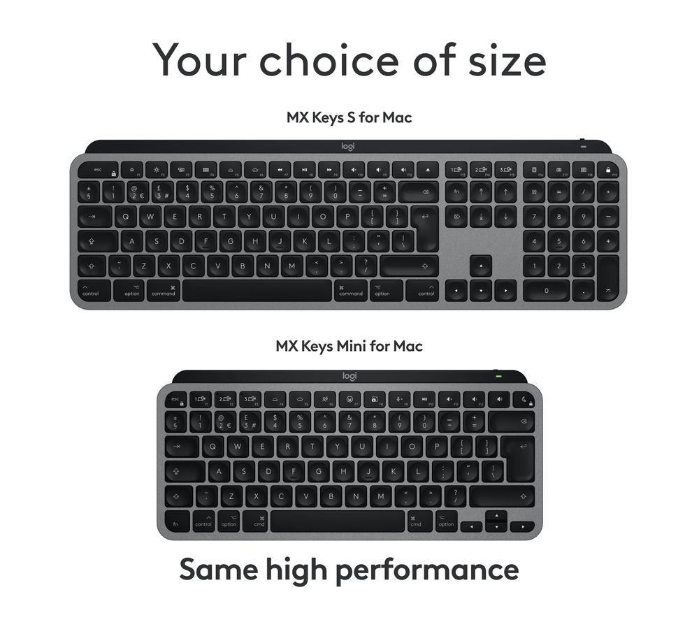 LOGITECH MX Keys S for Mac Wireless Keyboard - Space Grey image number 11 of 12