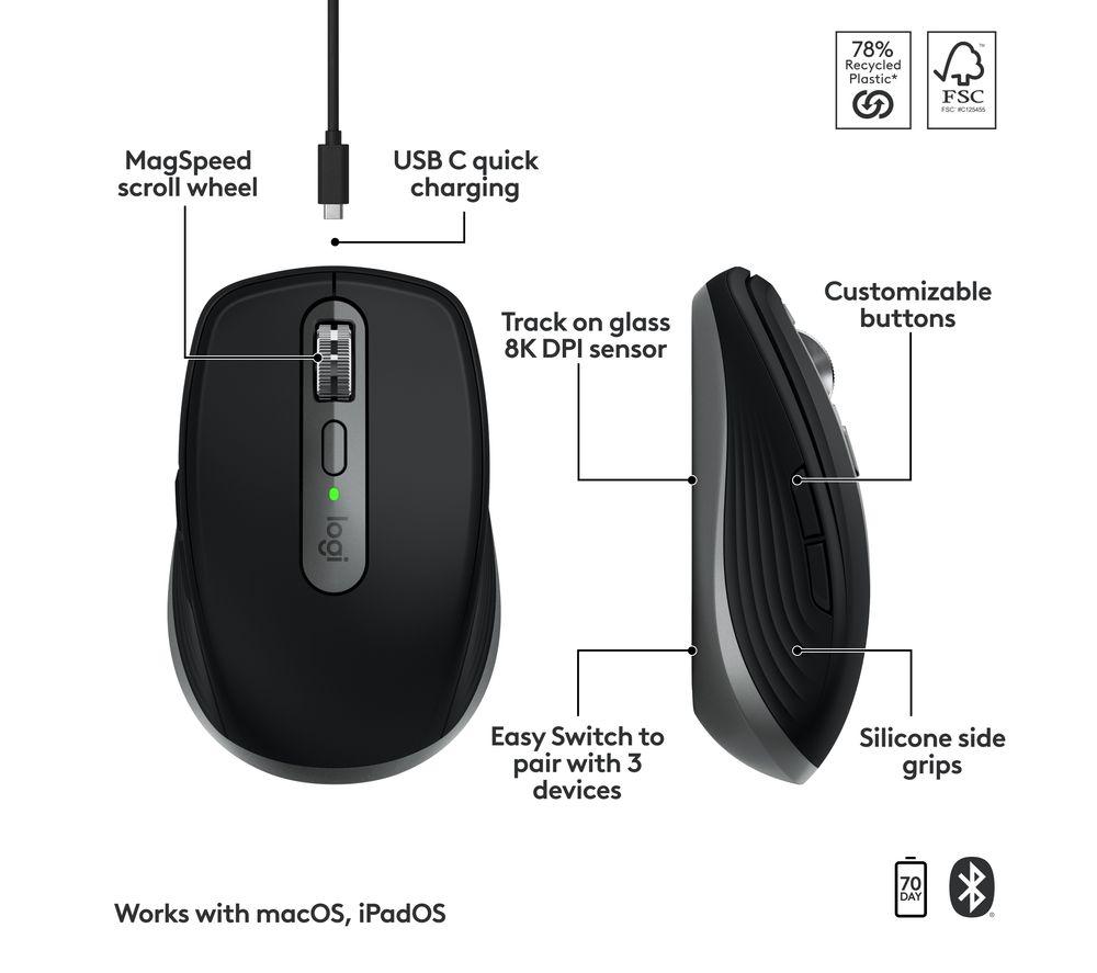 Buy LOGITECH MX Anywhere 3S for Mac Wireless Darkfield Mouse