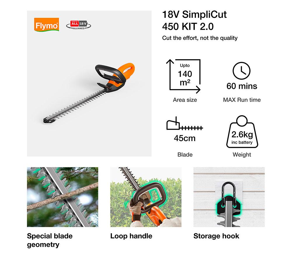 FLYMO EasiCut 450 Corded Hedge Trimmer - Orange image number 2 of 10