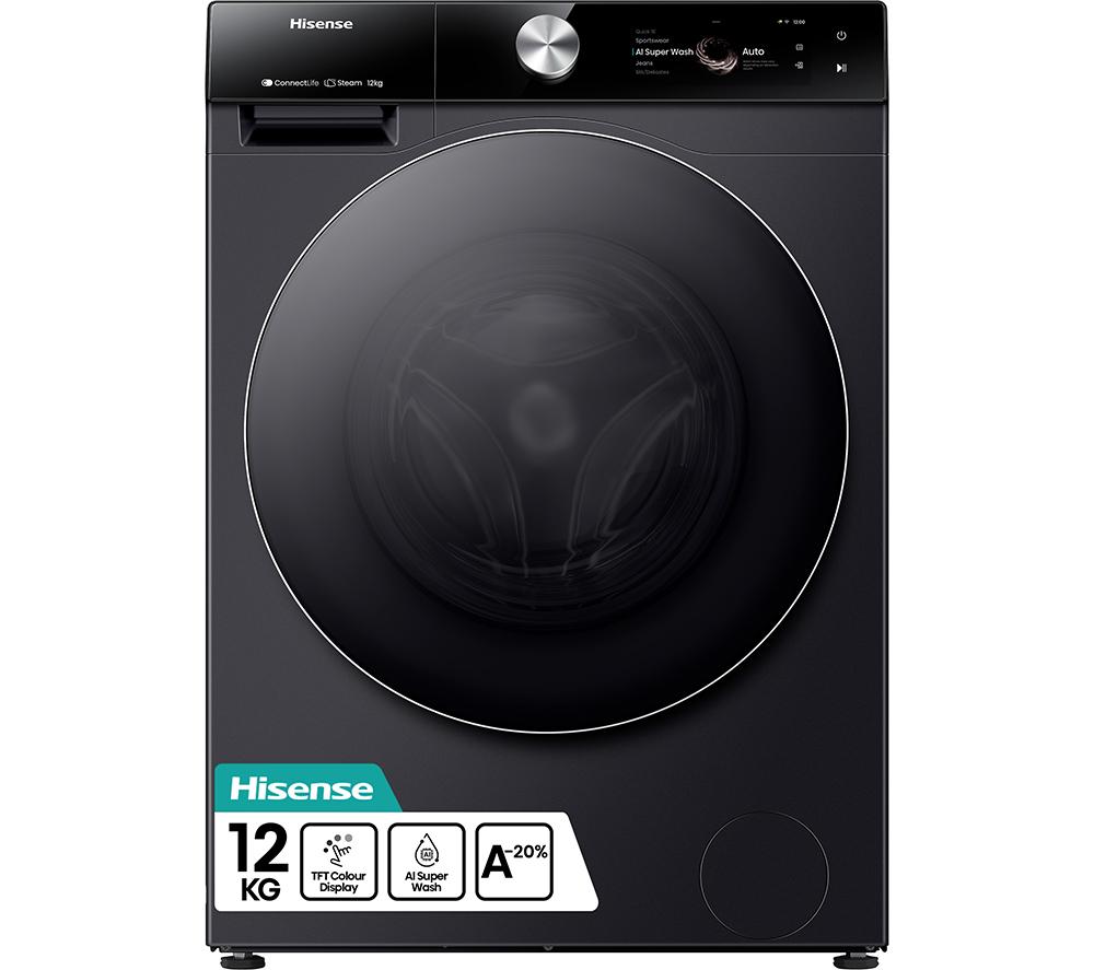 Hisense 7S Series Auto Dosing WF7S1247BB WiFi-enabled 12 kg 1400 Spin Washing Machine - Black, Black