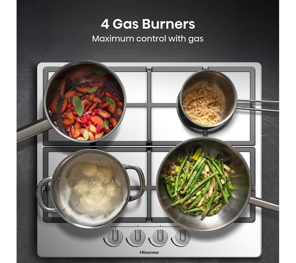HISENSE GM643XHC 60 cm Gas Hob - Stainless Steel image number 2 of 12