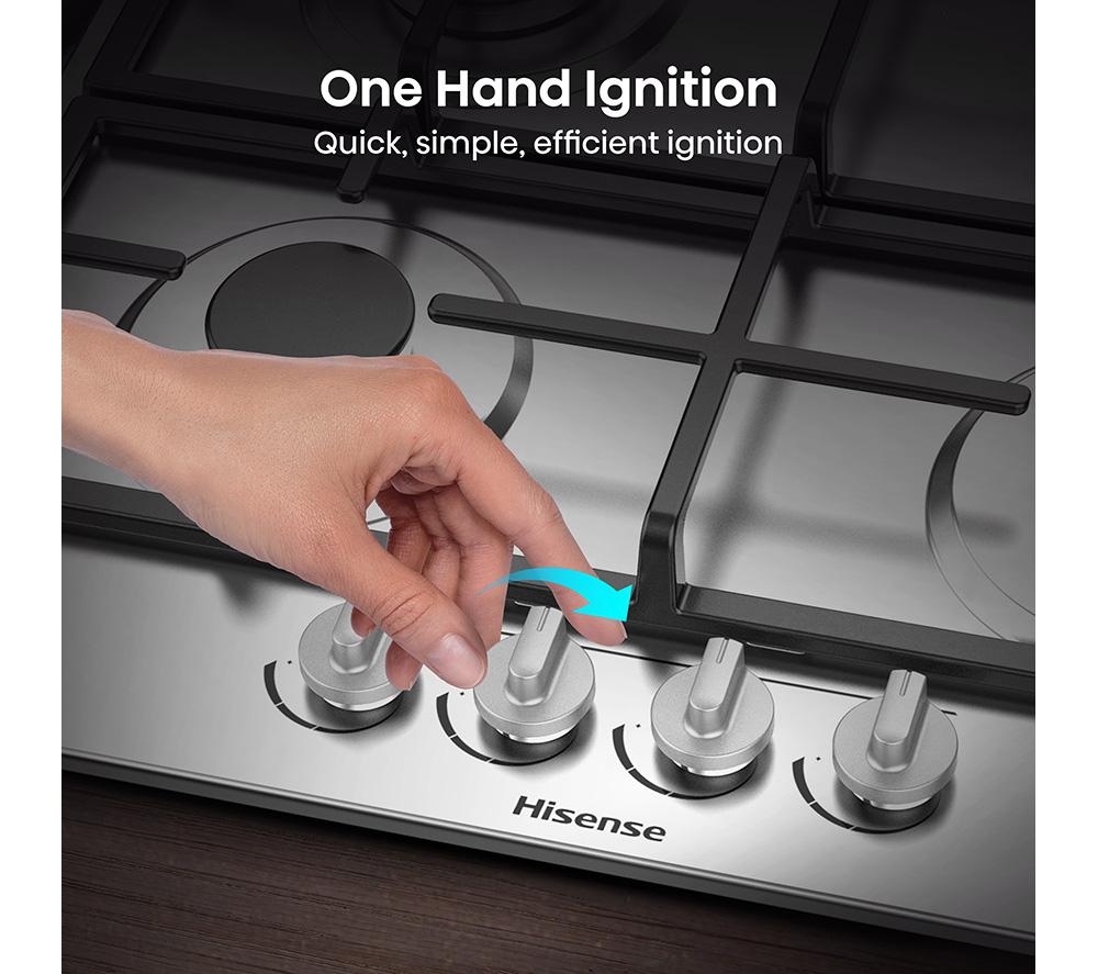 HISENSE GM643XHC 60 cm Gas Hob - Stainless Steel image number 4 of 12
