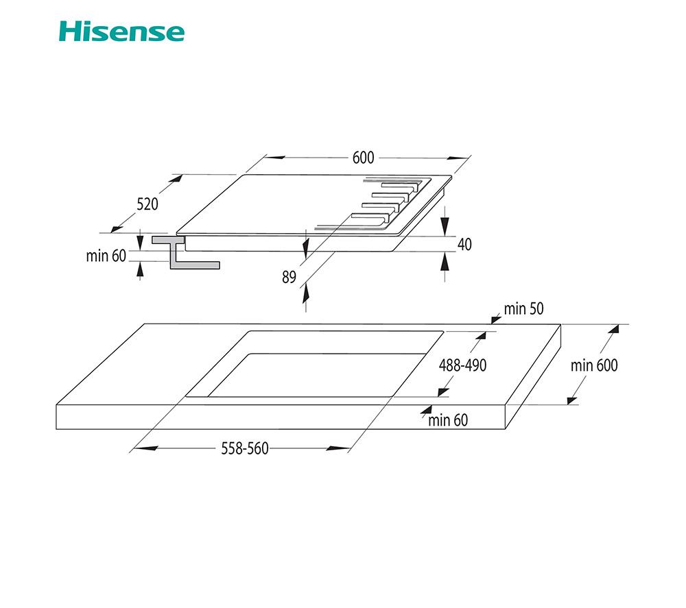 HISENSE GM643XHC 60 cm Gas Hob - Stainless Steel image number 9 of 12