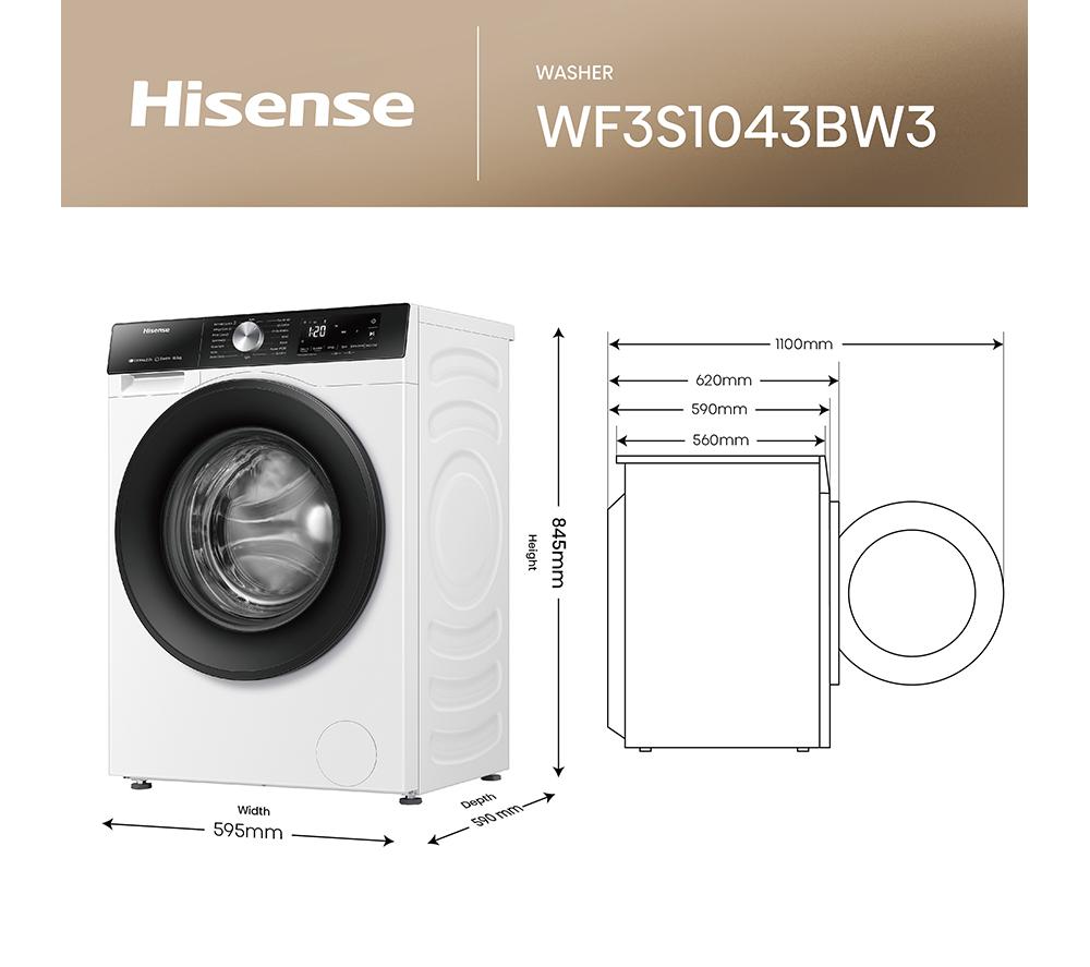 HISENSE 3S Series WF3S1043BW3 WiFi-enabled 10 kg 1400 Spin Washing Machine - White image number 13 of 14