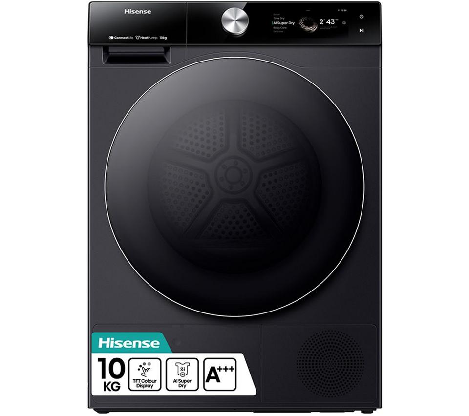 HISENSE 7S Series DH7S107BB AI WiFi-enabled 10 kg Heat Pump Tumble Dryer - Black