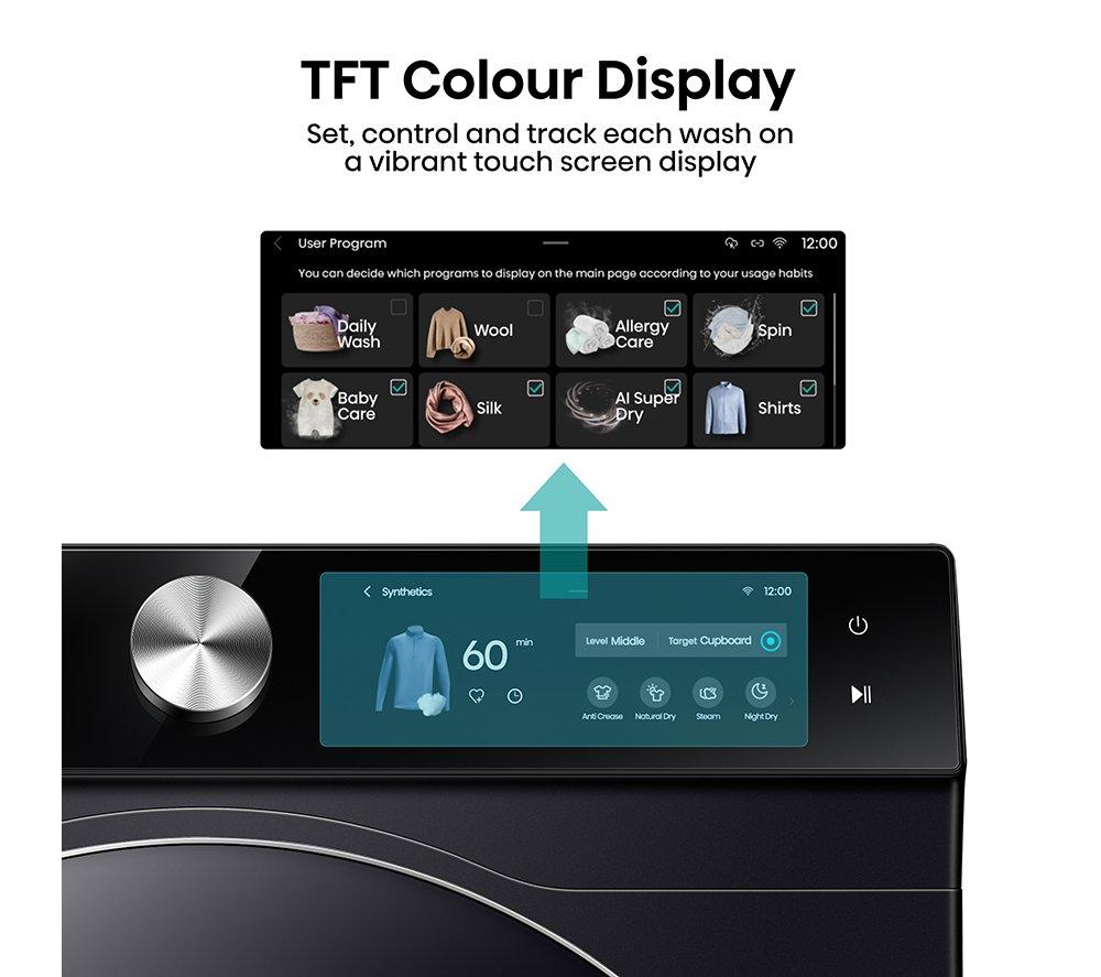 HISENSE 7S Series DH7S107BB AI WiFi-enabled 10 kg Heat Pump Tumble Dryer - Black image number 6 of 16