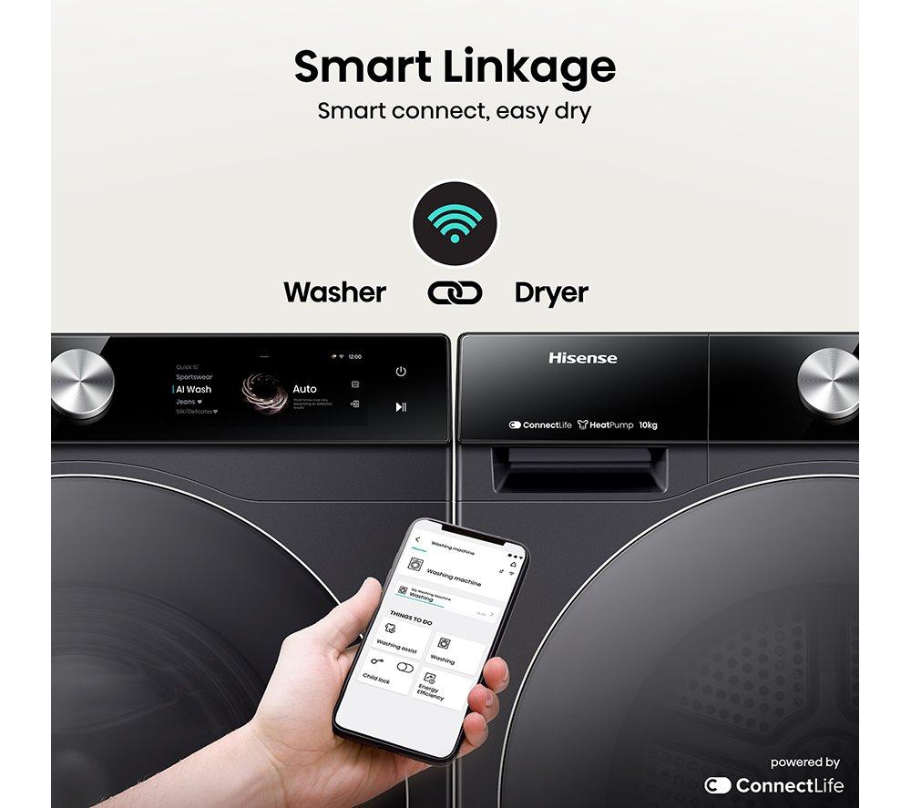 HISENSE 7S Series DH7S107BB AI WiFi-enabled 10 kg Heat Pump Tumble Dryer - Black image number 13 of 16