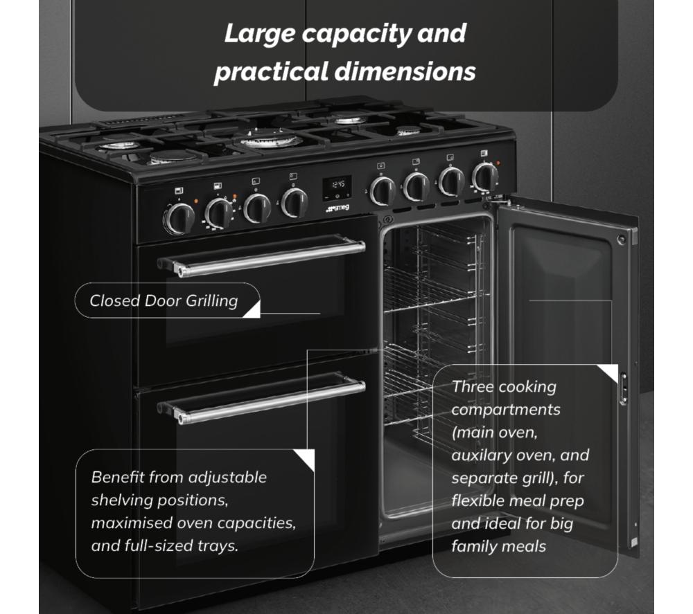 SMEG BG93GMBL Concert 90 cm Dual Fuel Range Cooker - Black image number 7 of 12