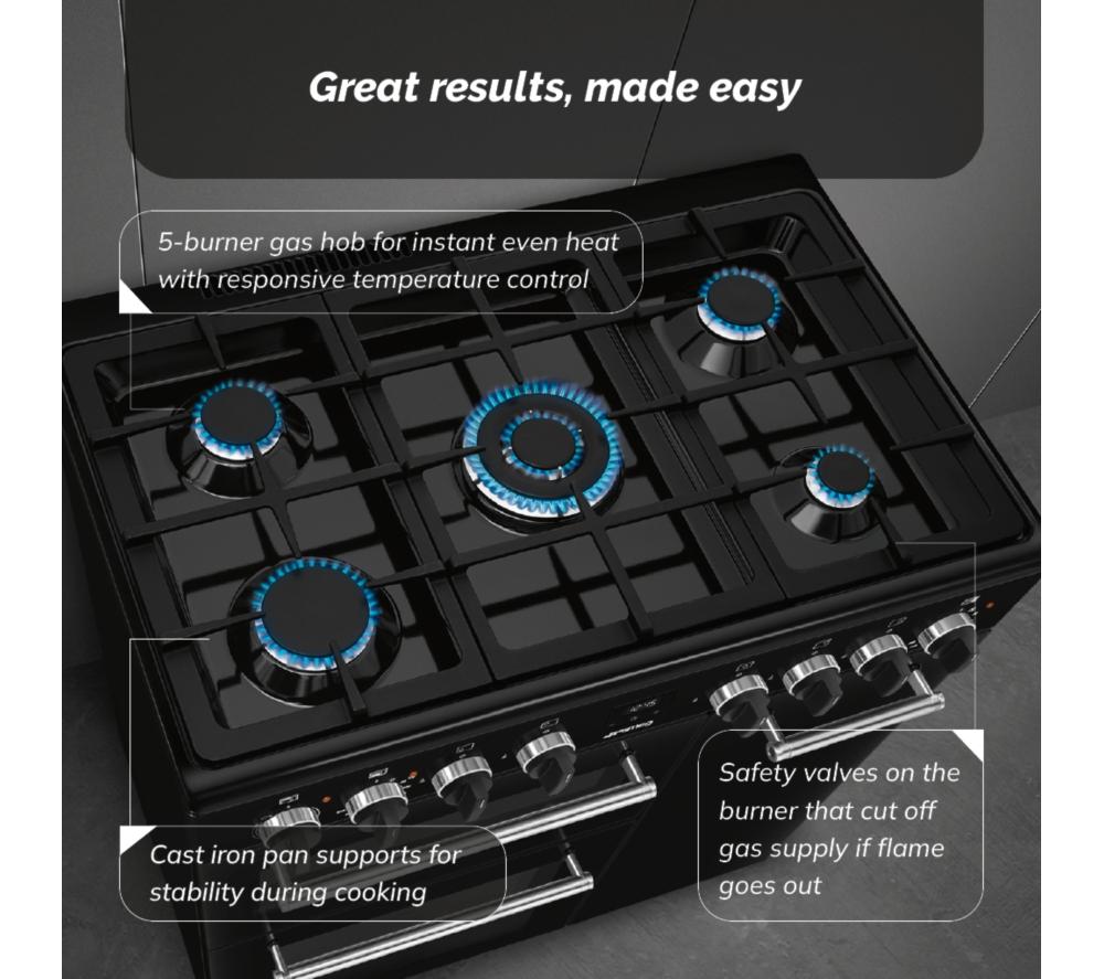 SMEG BG93GMBL Concert 90 cm Dual Fuel Range Cooker - Black image number 9 of 12