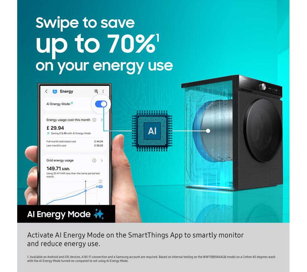 SAMSUNG Series 5 SpaceMax WW11DG5B25ABEU WiFi-enabled 11 kg 1400 Spin Washing Machine - Black image number 5 of 14