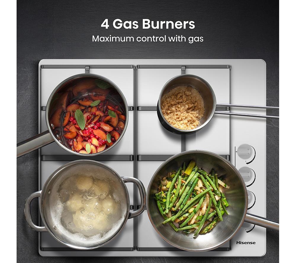 HISENSE GM642XHS 60cm Gas Hob - Stainless Steel image number 2 of 12