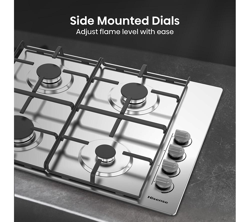 HISENSE GM642XHS 60cm Gas Hob - Stainless Steel image number 6 of 12