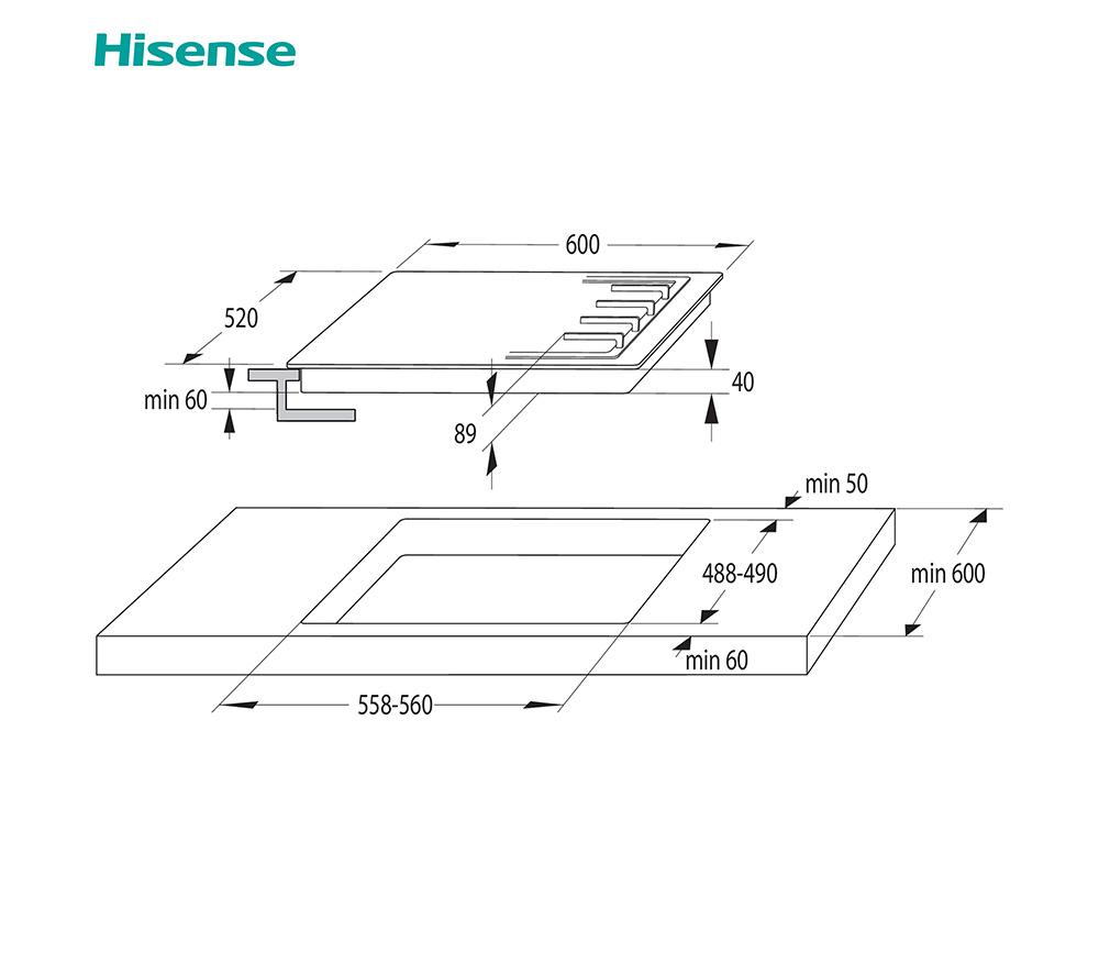 HISENSE GM642XHS 60cm Gas Hob - Stainless Steel image number 9 of 12
