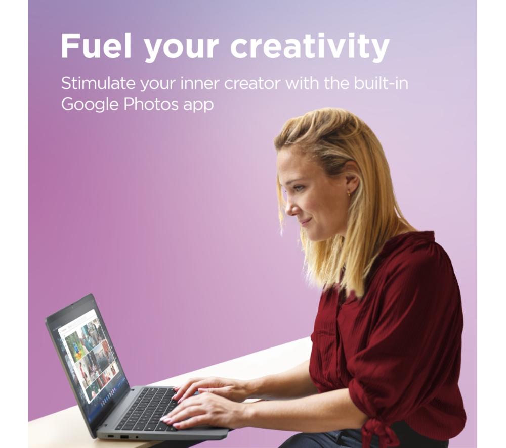 LENOVO IdeaPad Slim 3 14" Chromebook & Sleeve - Intel&reg; Core&trade; i3, 128 GB eMMC, Storm Grey image number 6 of 12