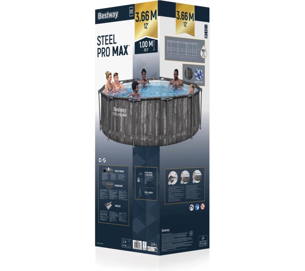 BESTWAY 12ft Steel Pro Max BW5614XGB Round Swimming Pool - Grey image number 3 of 5