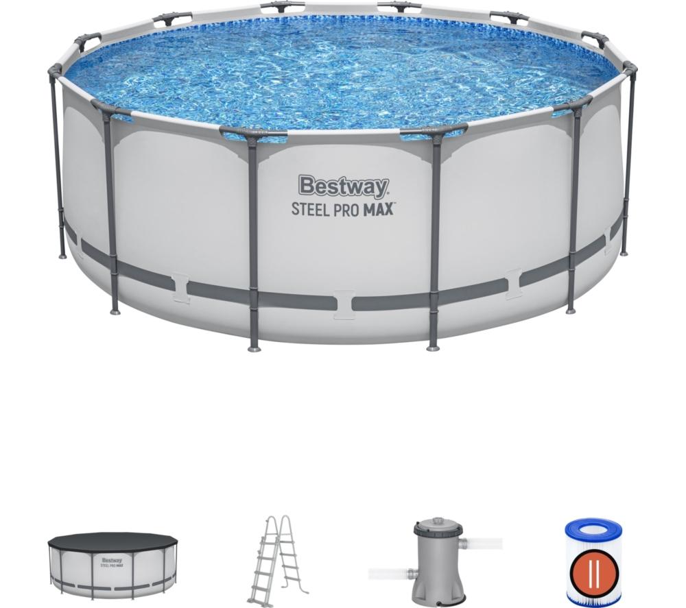 BESTWAY 12ft x 48" Steel Pro Max BW56420GB-21 Round Swimming Pool - Grey image number 2 of 10