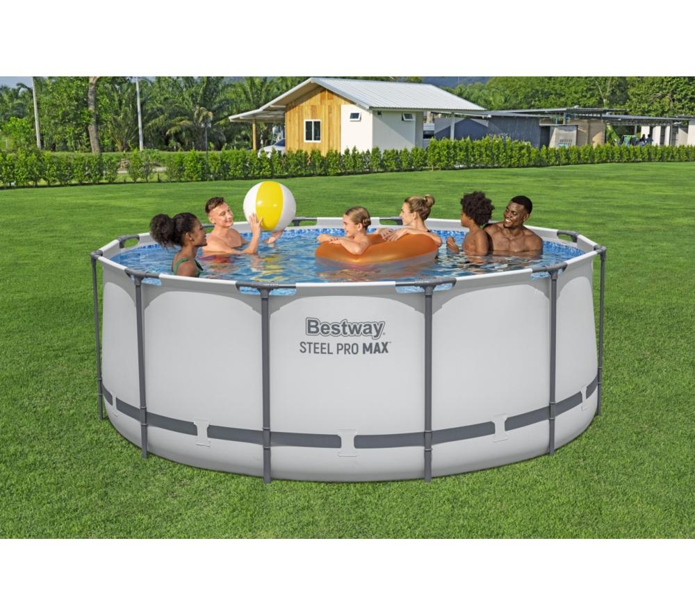 BESTWAY 12ft x 48" Steel Pro Max BW56420GB-21 Round Swimming Pool - Grey image number 4 of 10
