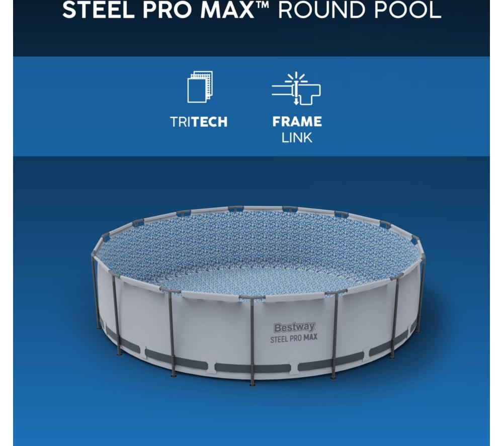 BESTWAY 12ft x 48" Steel Pro Max BW56420GB-21 Round Swimming Pool - Grey image number 7 of 10