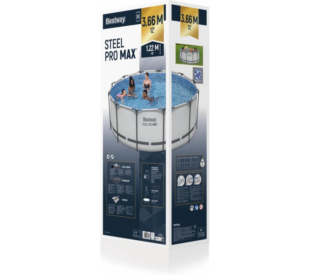 BESTWAY 12ft x 48" Steel Pro Max BW56420GB-21 Round Swimming Pool - Grey image number 10 of 10