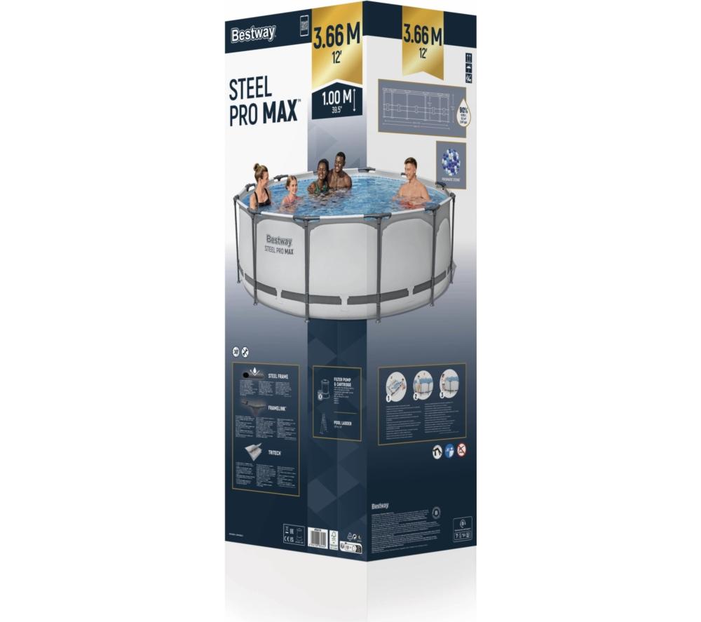 BESTWAY 12ft x 39.5" Steel Pro Max BW56418GB-21 Round Swimming Pool - Grey image number 14 of 14