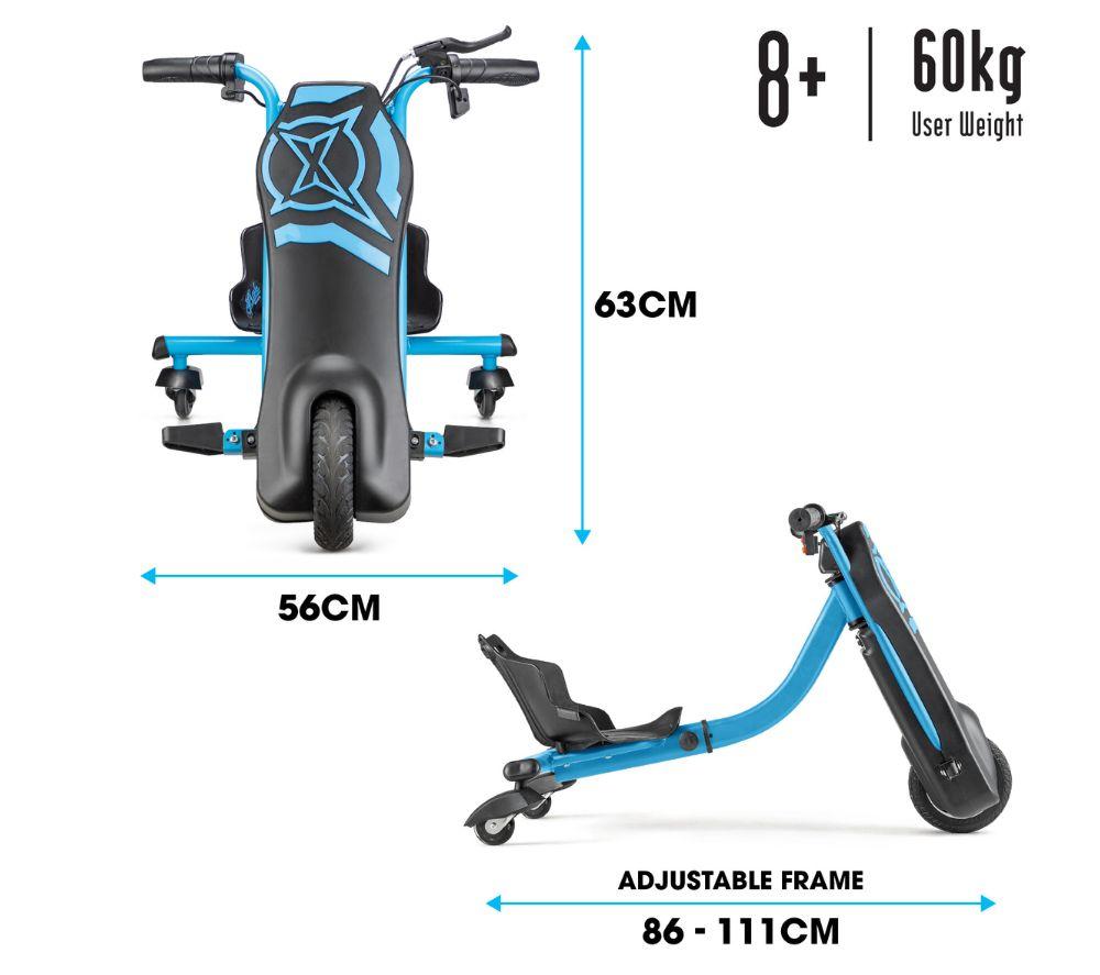 XOOTZ Cyclone Kids' Electric Drift Trike - Black & Blue image number 7 of 8
