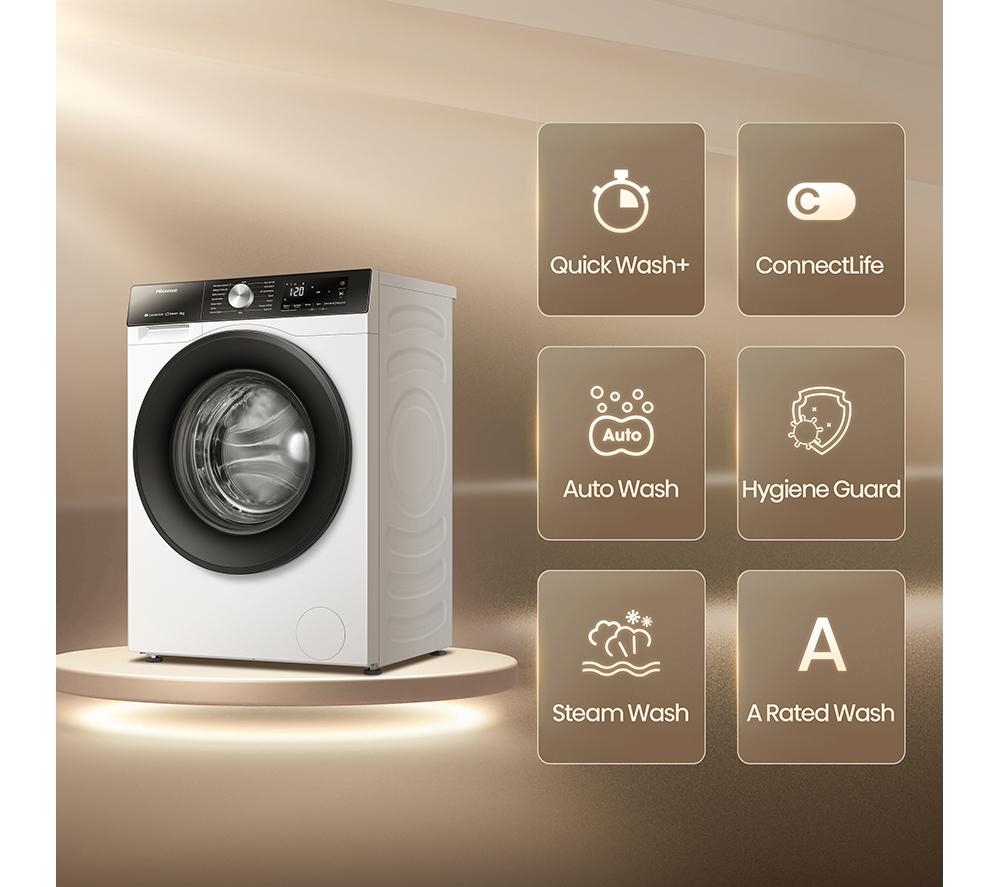 HISENSE 3S Series WF3S8043BW WiFi-enabled 8 kg 1400 Spin Washing Machine - White image number 2 of 14