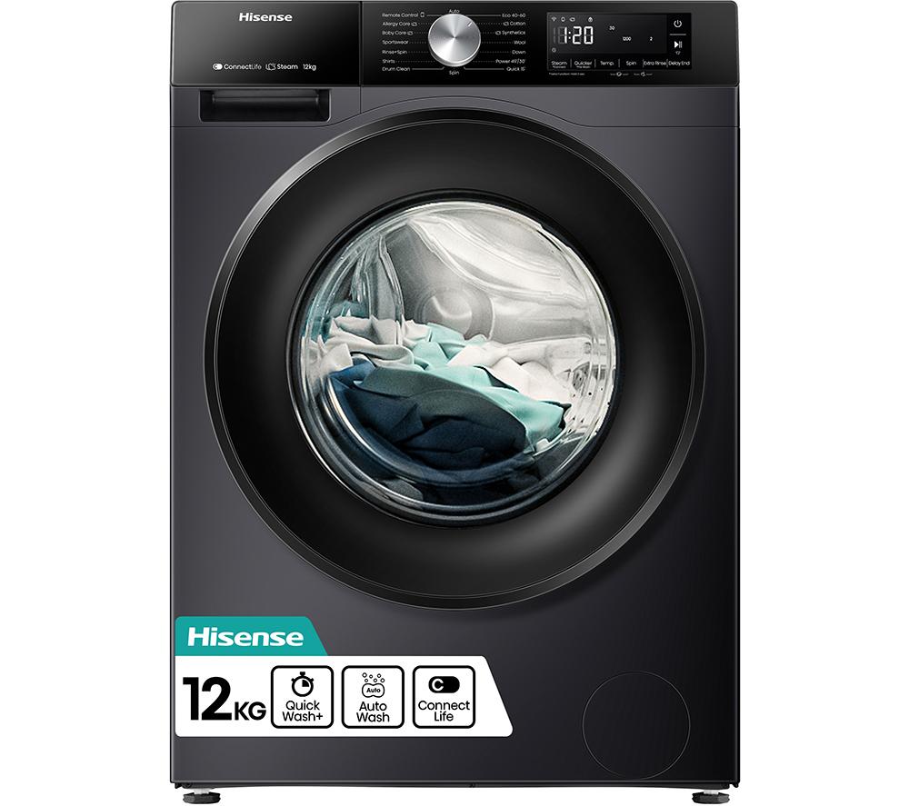 HISENSE 3S Series WF3S1243BB3 WiFi-enabled 12 kg 1400 Spin Washing Machine - Black, Black